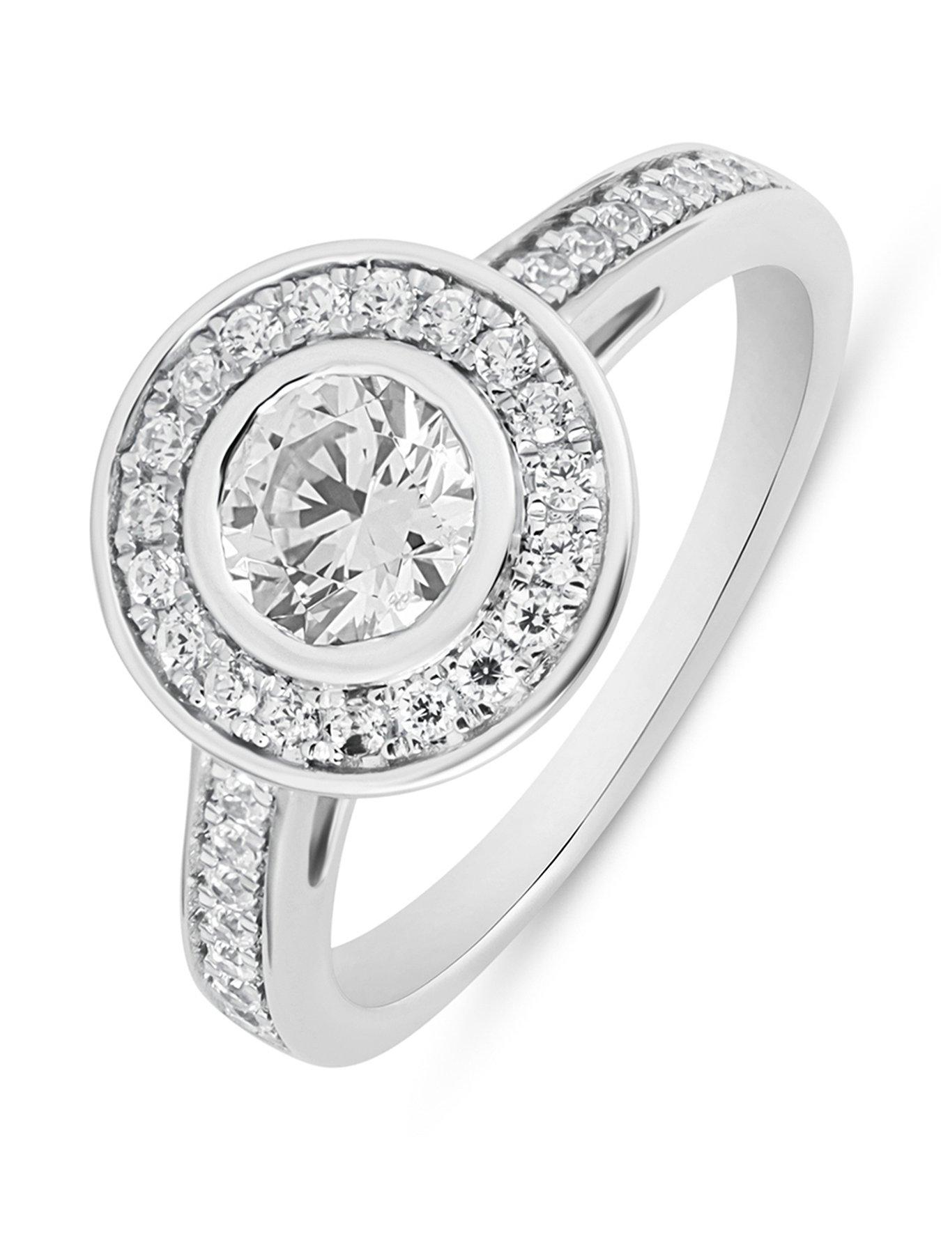 Image 1 of 5 of Love DIAMOND 1.00ct Diamond Halo Solitaire Ring with Diamond Shoulders Lab Grown