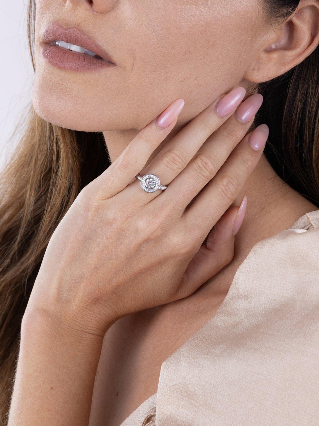 Image 5 of 5 of Love DIAMOND 1.00ct Diamond Halo Solitaire Ring with Diamond Shoulders Lab Grown