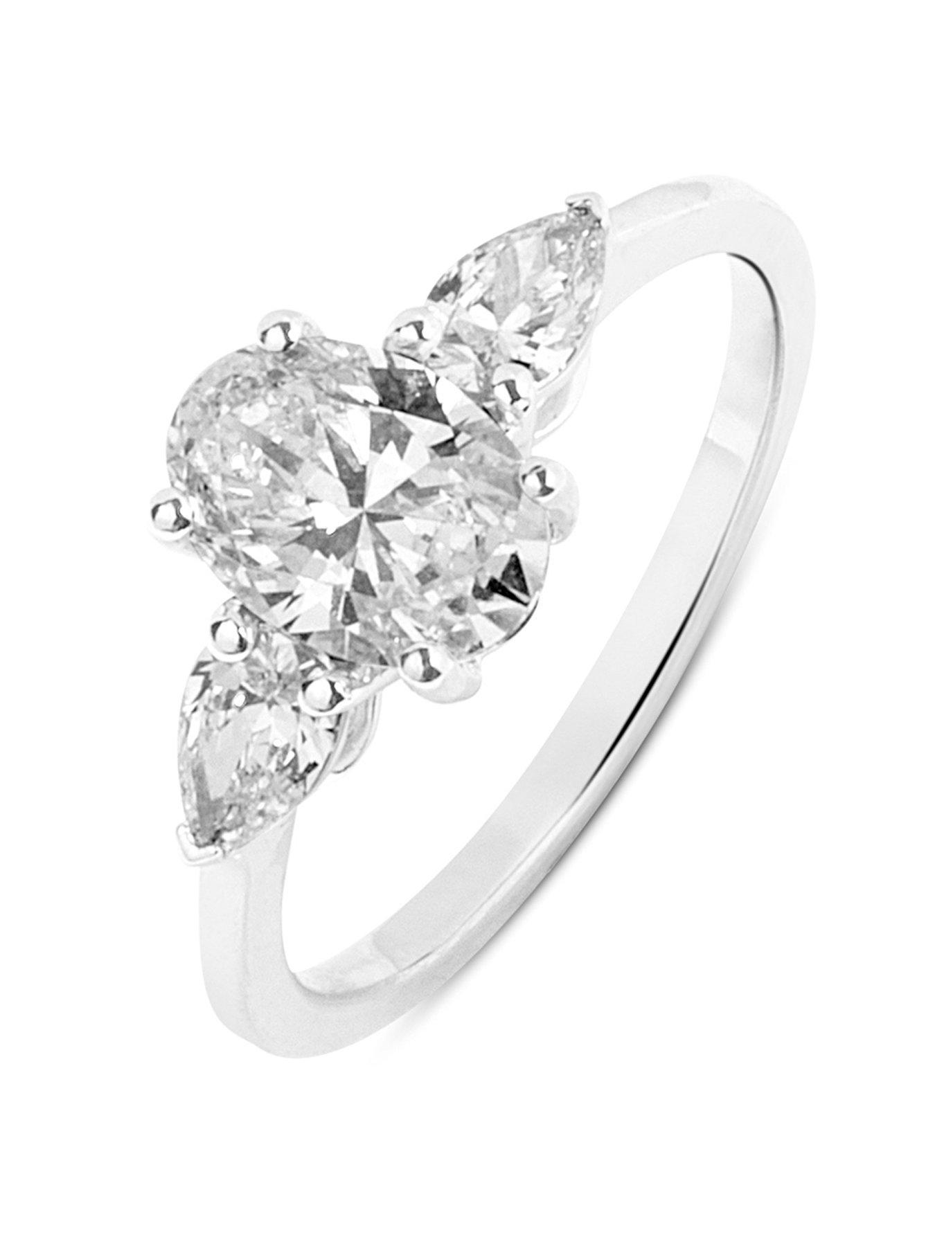 Love DIAMOND 1.30ct Mixed Shape Trilogy Diamond Ring (Oval  &  Pear Cuts) Lab Grown