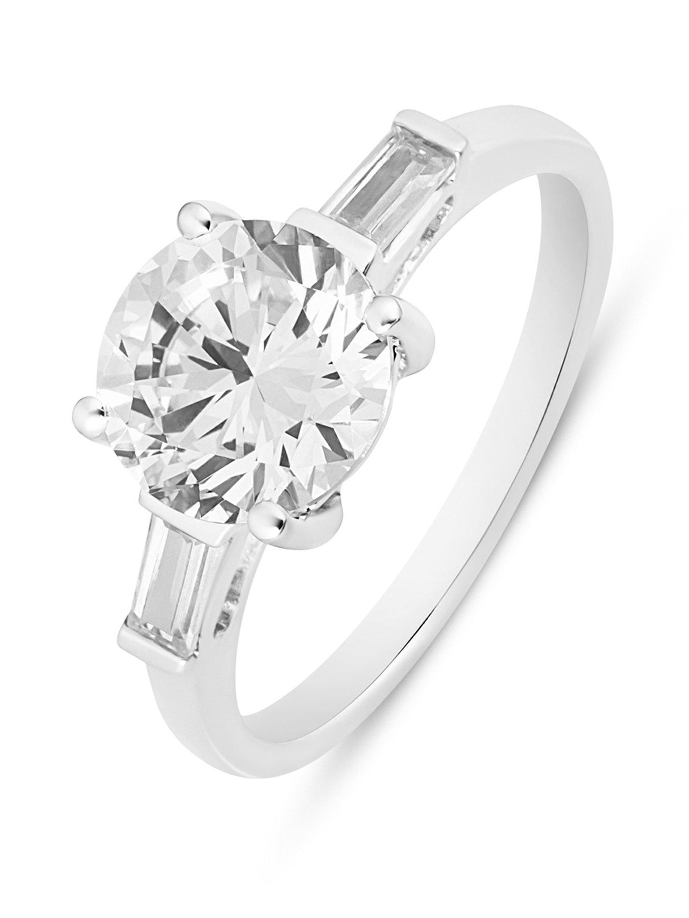 Image 1 of 5 of Love DIAMOND 2.25ct Round Brilliant Diamond Solitaire Ring with Baguette Shoulders Lab Grown