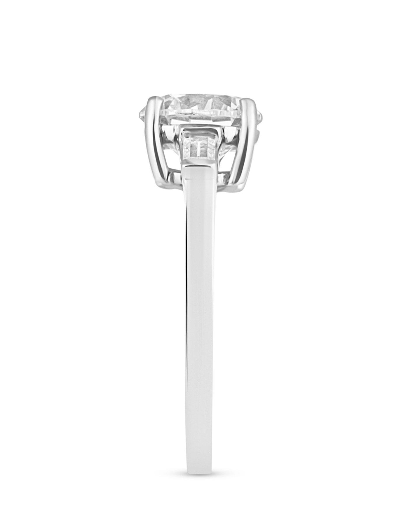 Image 3 of 5 of Love DIAMOND 2.25ct Round Brilliant Diamond Solitaire Ring with Baguette Shoulders Lab Grown