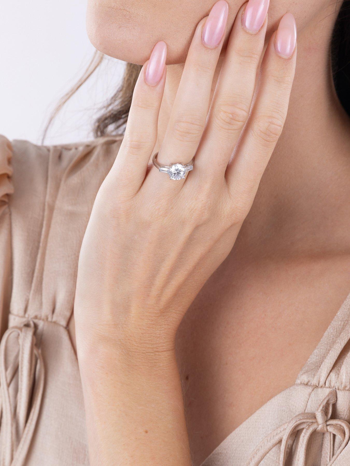 Image 5 of 5 of Love DIAMOND 2.25ct Round Brilliant Diamond Solitaire Ring with Baguette Shoulders Lab Grown