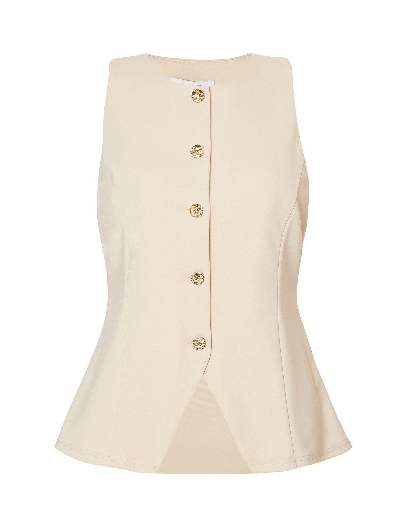 Image 4 of 6 of Quiz Petite Stone Button Front Waistcoat