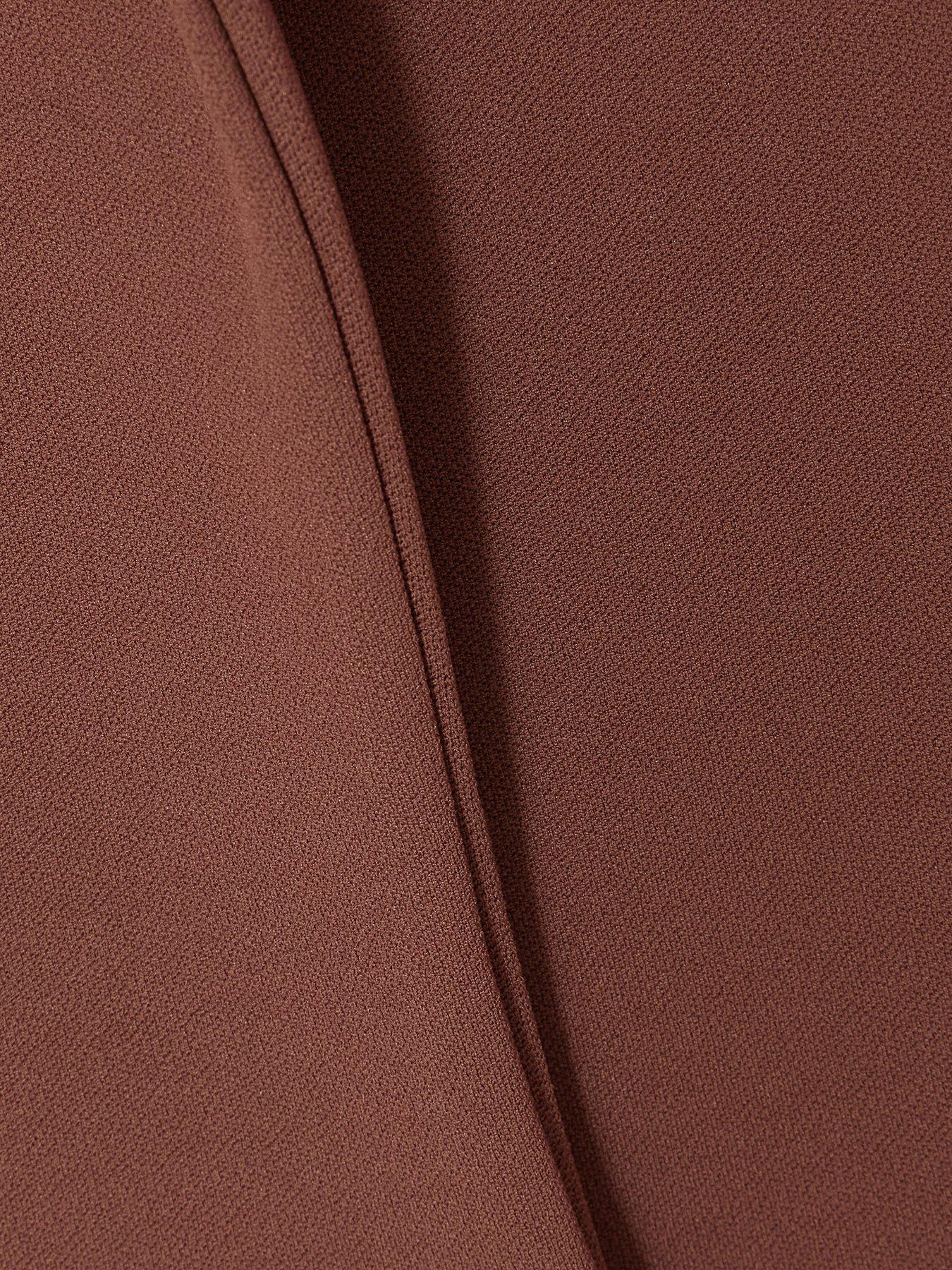 Image 6 of 6 of Quiz Petite Brown Ruched Sleeve Blazer