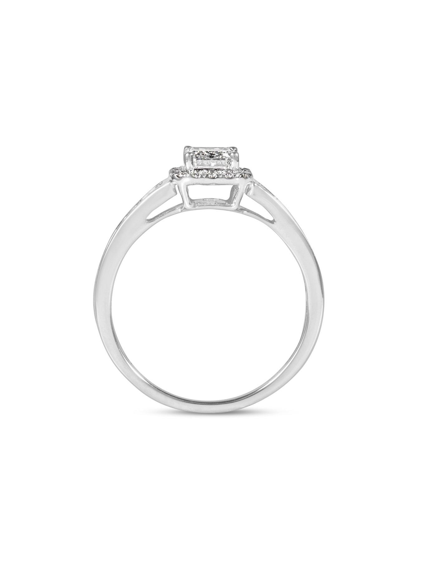 Image 2 of 5 of Love DIAMOND 1.40ct Emerald Cut Diamond Halo &amp; Baguette Ring Lab Grown
