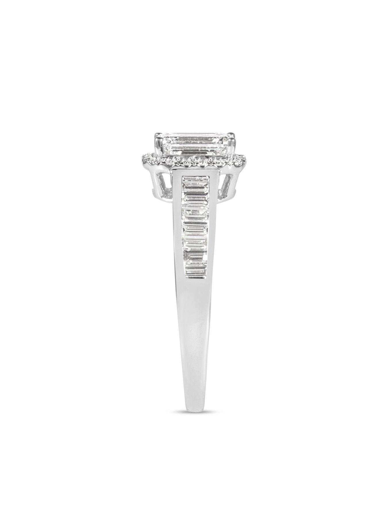 Image 3 of 5 of Love DIAMOND 1.40ct Emerald Cut Diamond Halo &amp; Baguette Ring Lab Grown