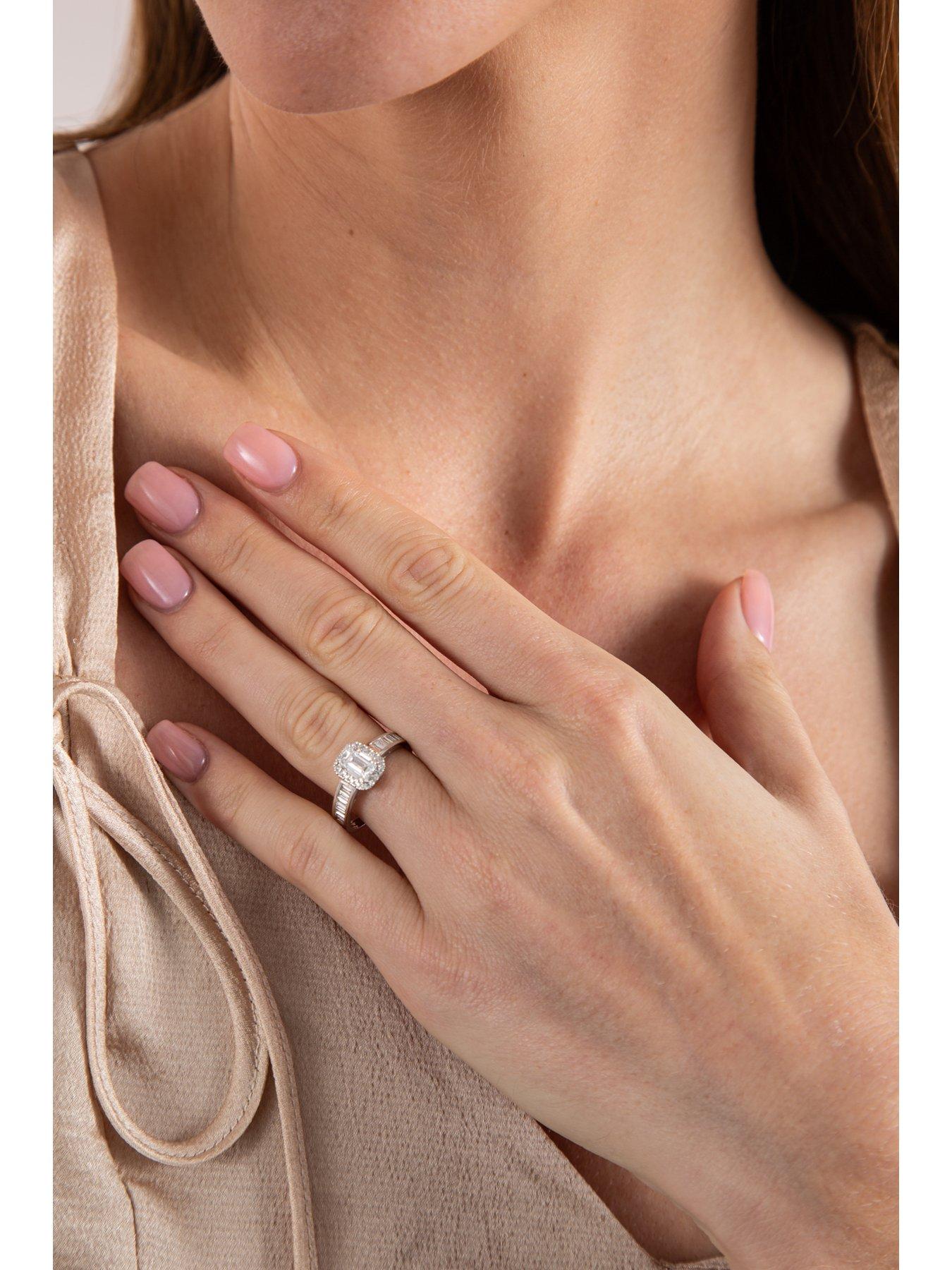 Image 5 of 5 of Love DIAMOND 1.40ct Emerald Cut Diamond Halo &amp; Baguette Ring Lab Grown