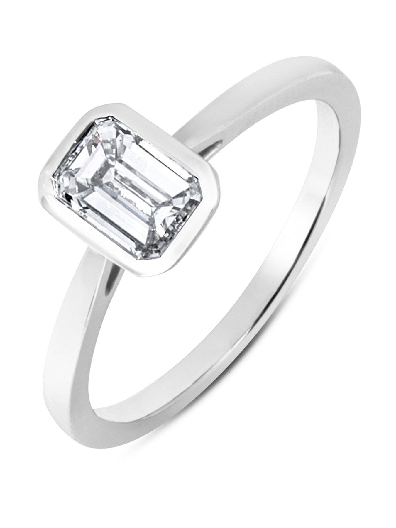 Image 1 of 5 of Love DIAMOND 1.00ct Emerald Cut Diamond Solitaire Ring Lab Grown