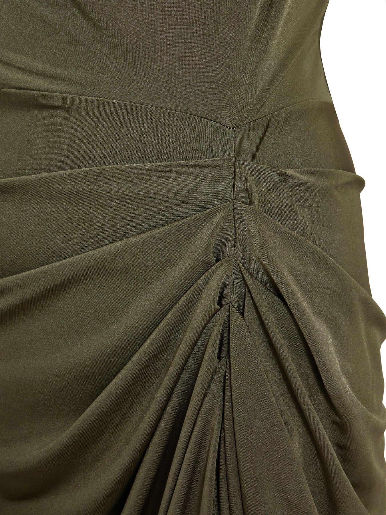 Image 5 of 5 of Quiz Khaki Cowl Neck Midi Dress