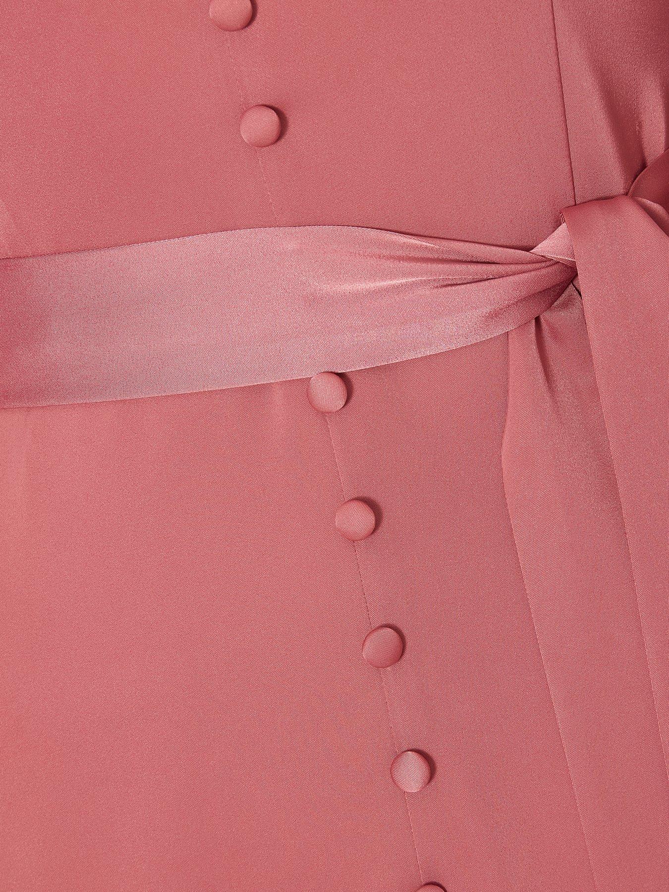 Image 6 of 6 of Quiz Mauve Satin Button Front Midaxi Dress