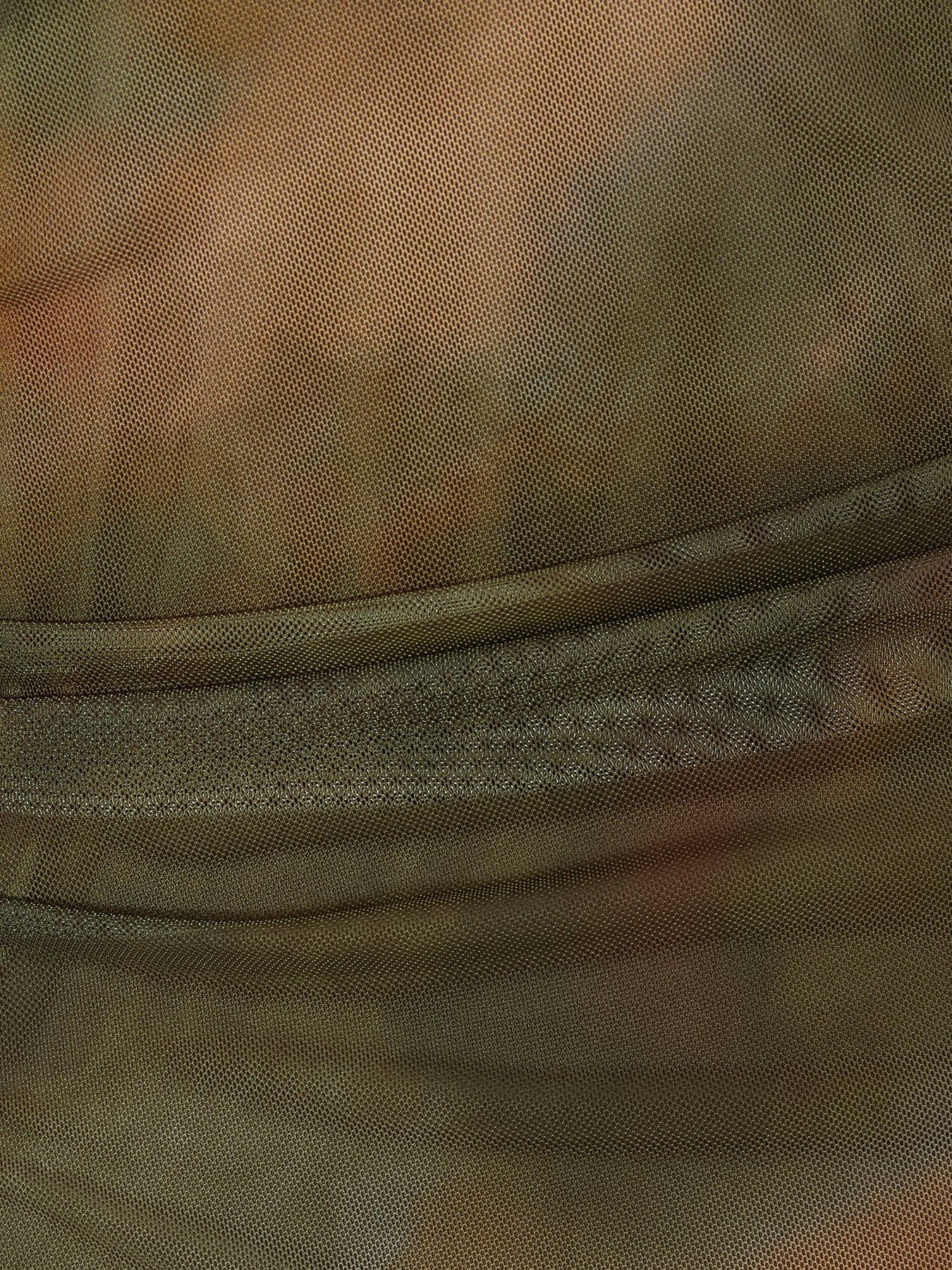 Image 6 of 6 of Quiz Petite Khaki Printed Long Sleeve Midaxi Dress