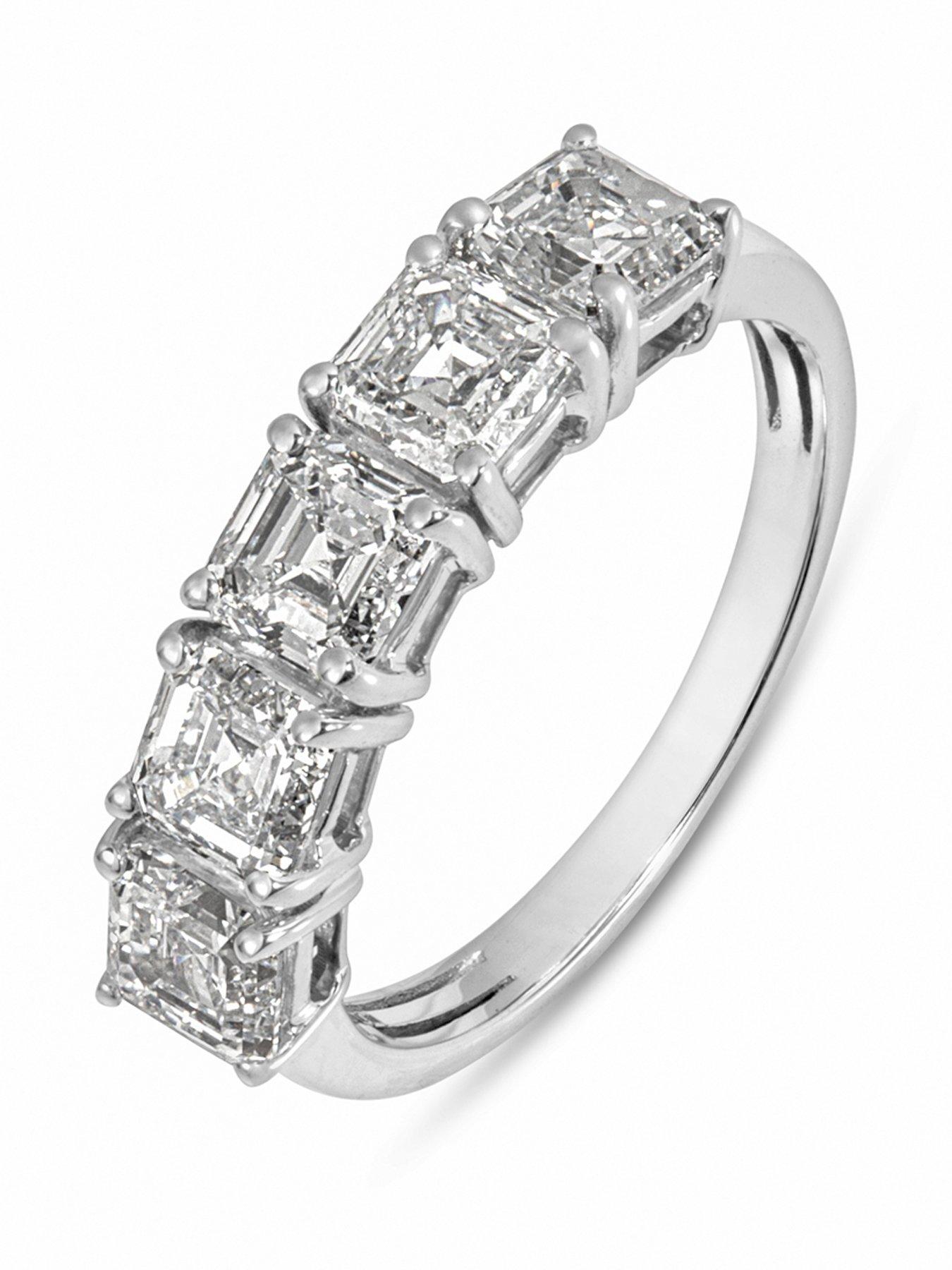 Love DIAMOND 2.50ct Asscher Cut Diamond Five Stone Bridal Ring Lab Grown