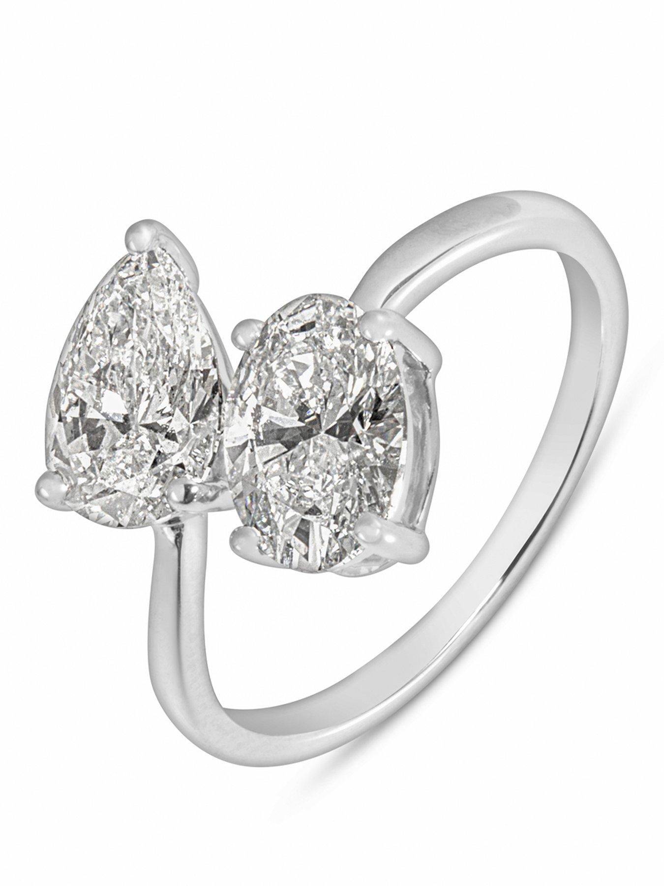 Love DIAMOND 2.00ct Mixed Shape 'Me  &  You' Diamond Ring (Oval  &  Pear Cuts) Lab Grown