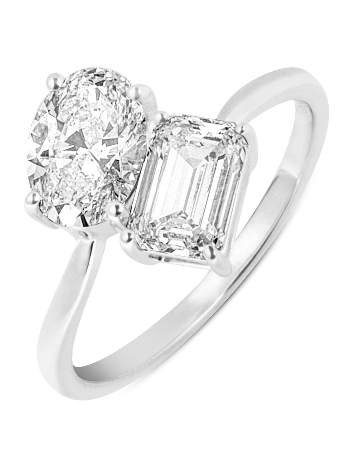 Love DIAMOND 2.00ct Mixed Shape 'Me  &  You' Diamond Ring (Emerald  &  Oval Cuts) Lab Grown