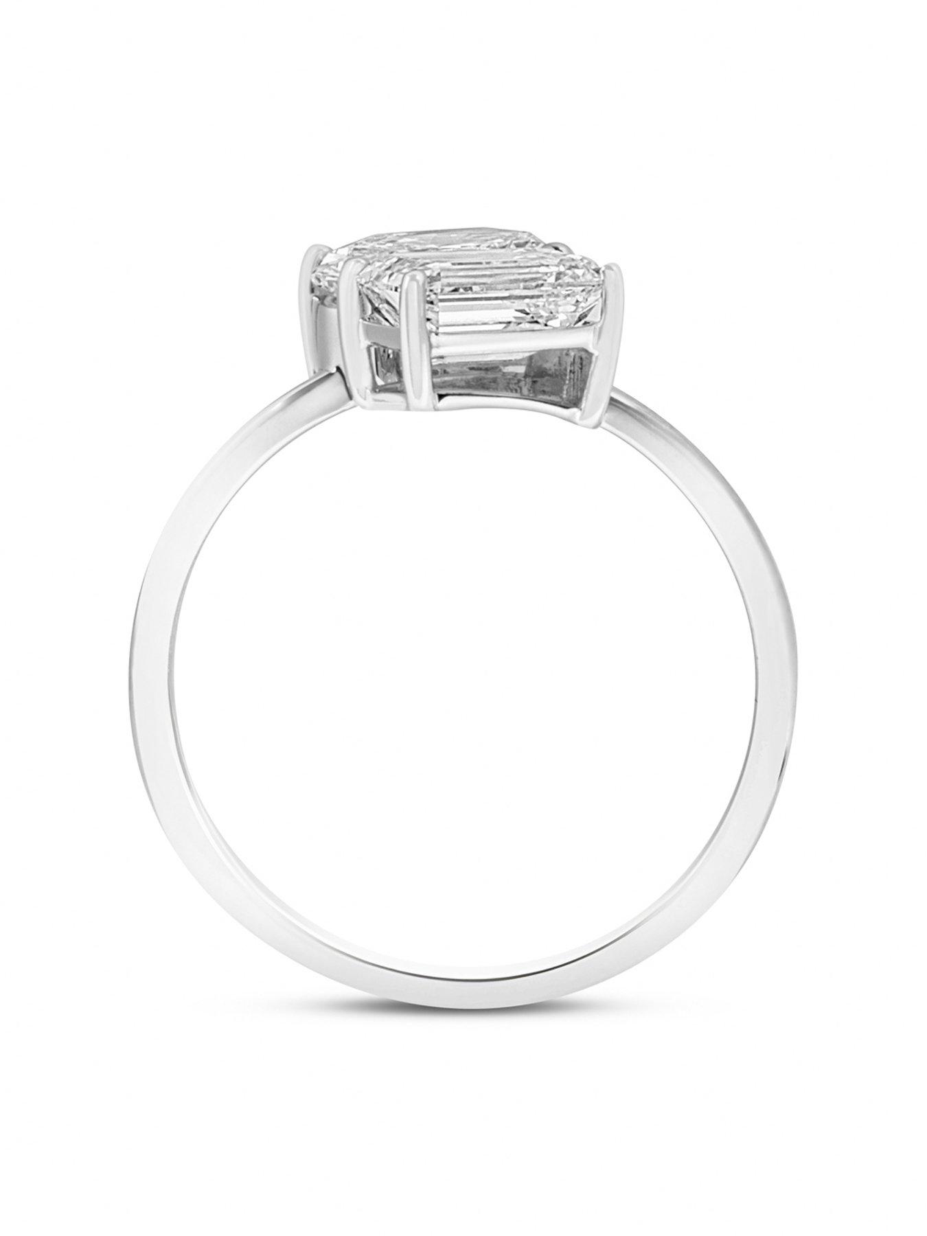 Image 2 of 5 of Love DIAMOND Mixed Shape Me &amp; You Diamond Ring Emerald &amp; Oval Cuts Lab Grown