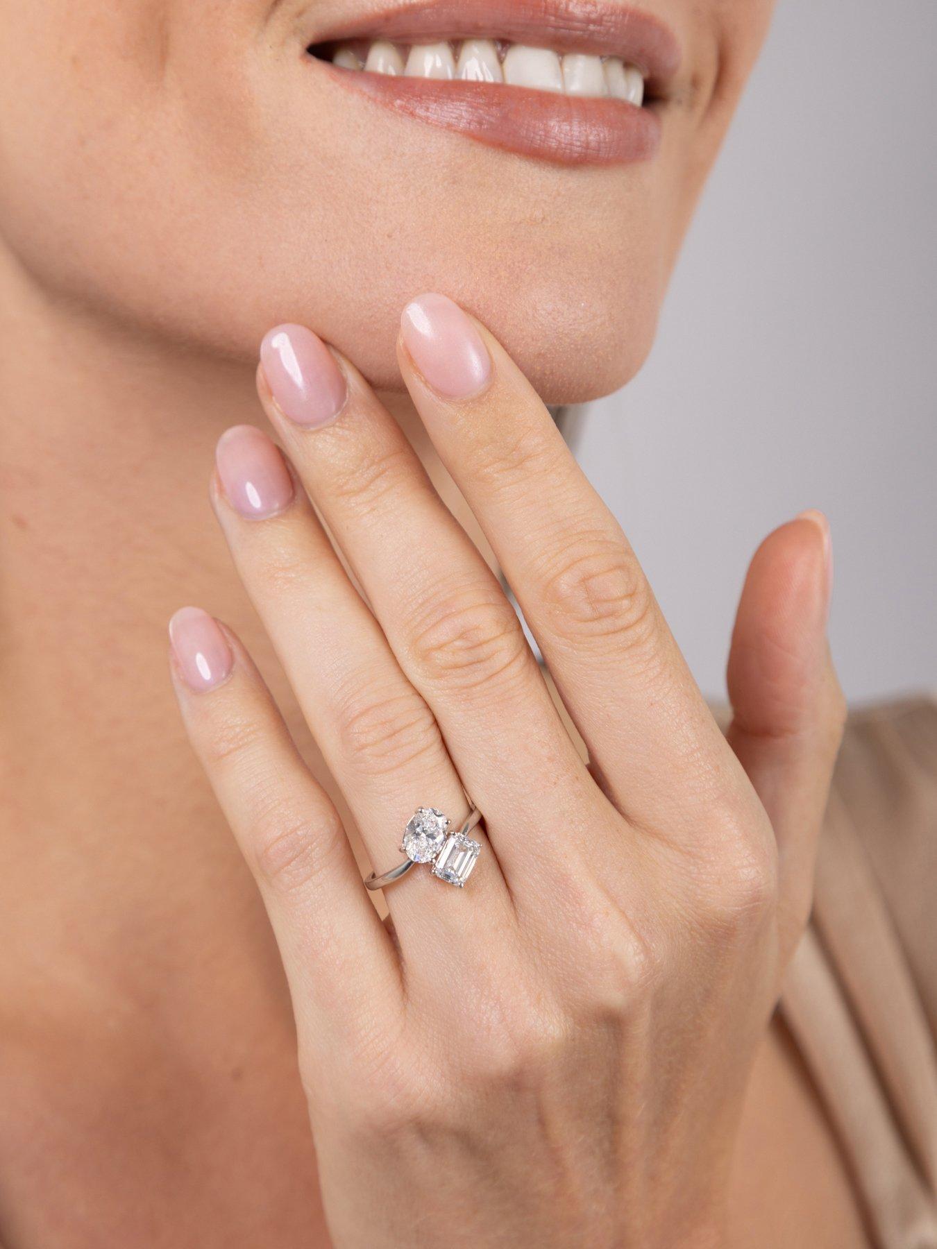 Image 5 of 5 of Love DIAMOND Mixed Shape Me &amp; You Diamond Ring Emerald &amp; Oval Cuts Lab Grown