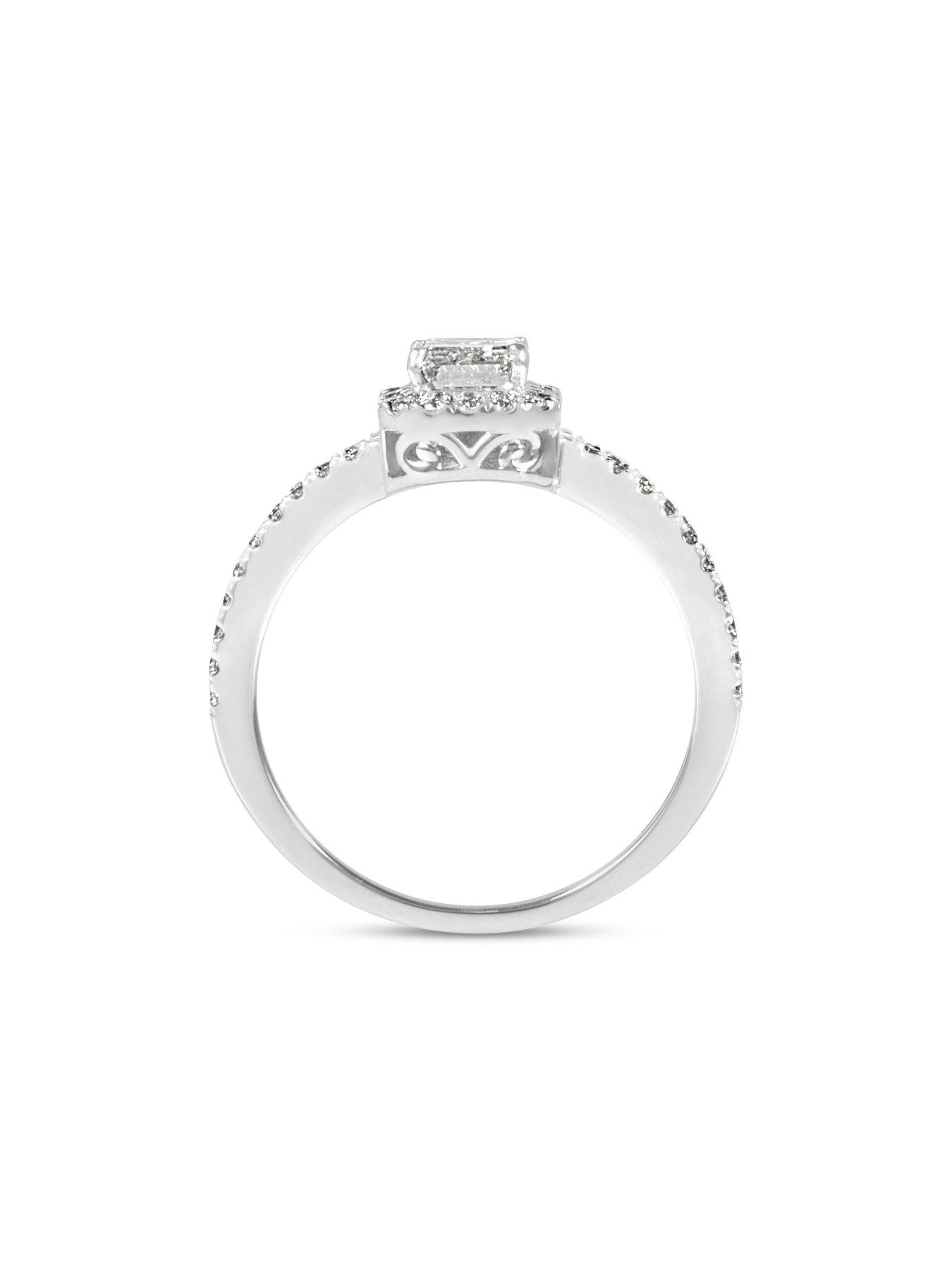 Image 2 of 5 of Love DIAMOND 1.00ct Emerald Cut Diamond Halo Engagement Ring Lab Grown