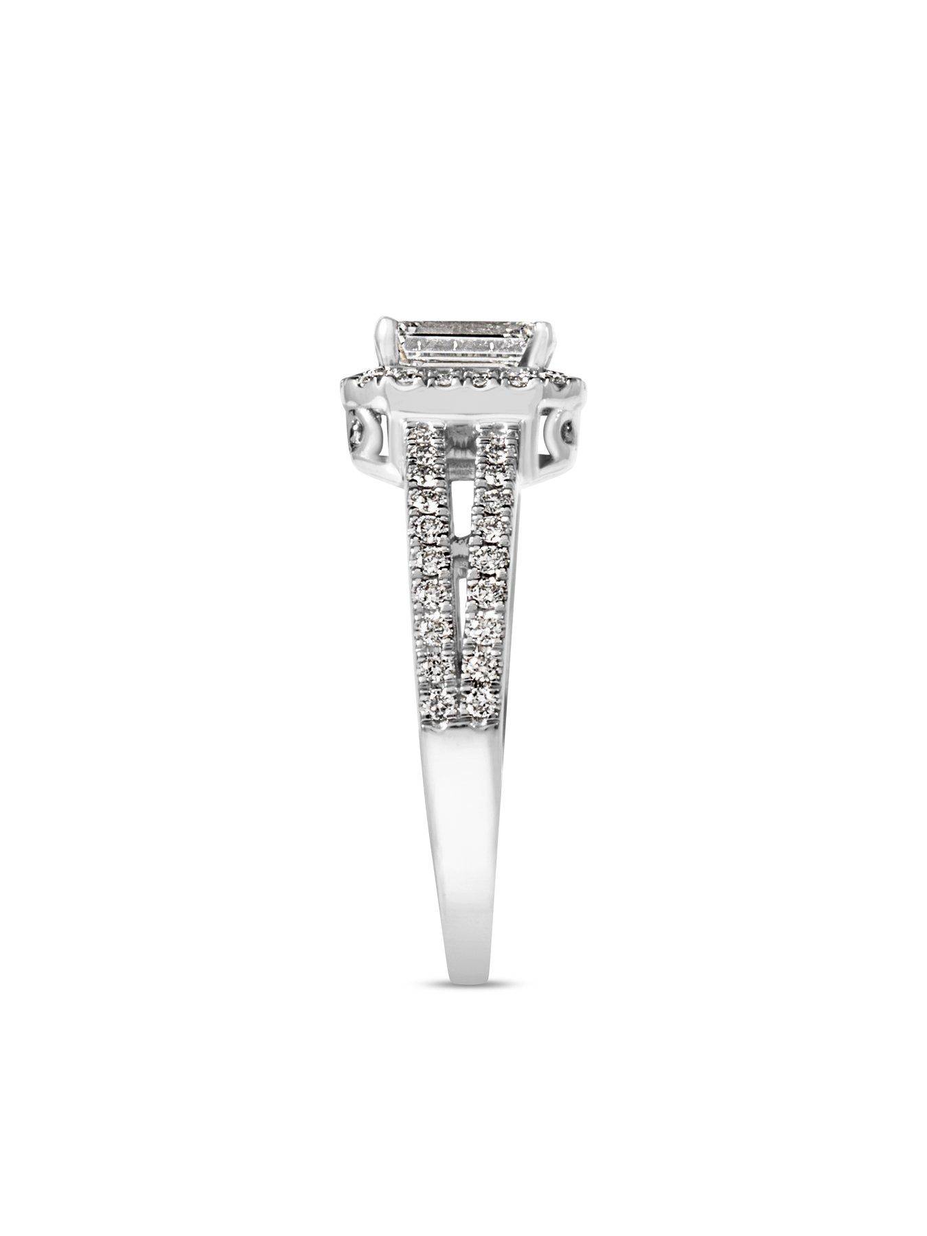  image of love-diamond-100ct-emerald-cut-diamond-halo-engagement-ring-lab-grown
