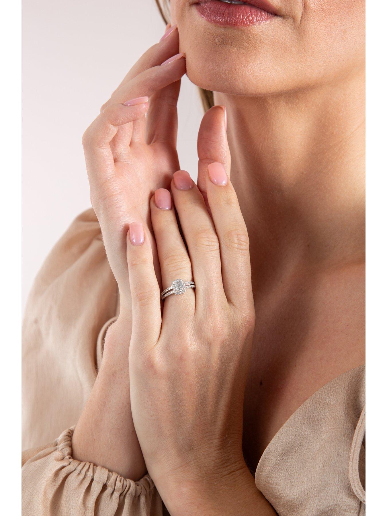 Image 5 of 5 of Love DIAMOND 1.00ct Emerald Cut Diamond Halo Engagement Ring Lab Grown