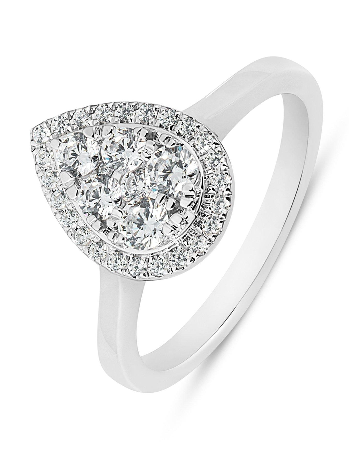 Love DIAMOND 0.50ct Pear Shape Cluster Diamond Halo Ring Lab Grown