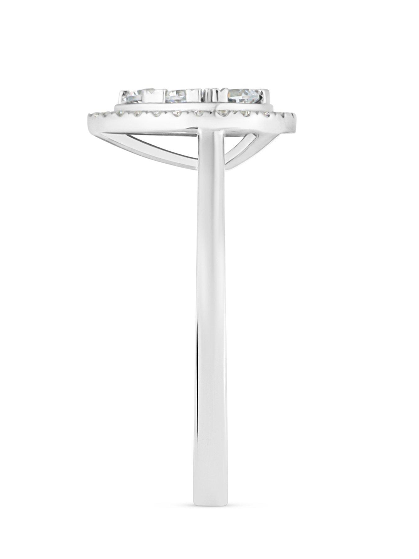 Image 3 of 5 of Love DIAMOND Pear Shaped Big Look Cluster Solitaire Look Ring - One Colour