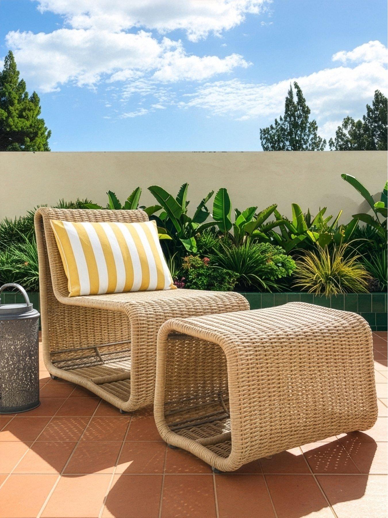 The Very Collection Garda Rattan Relaxer Chair And Footstool