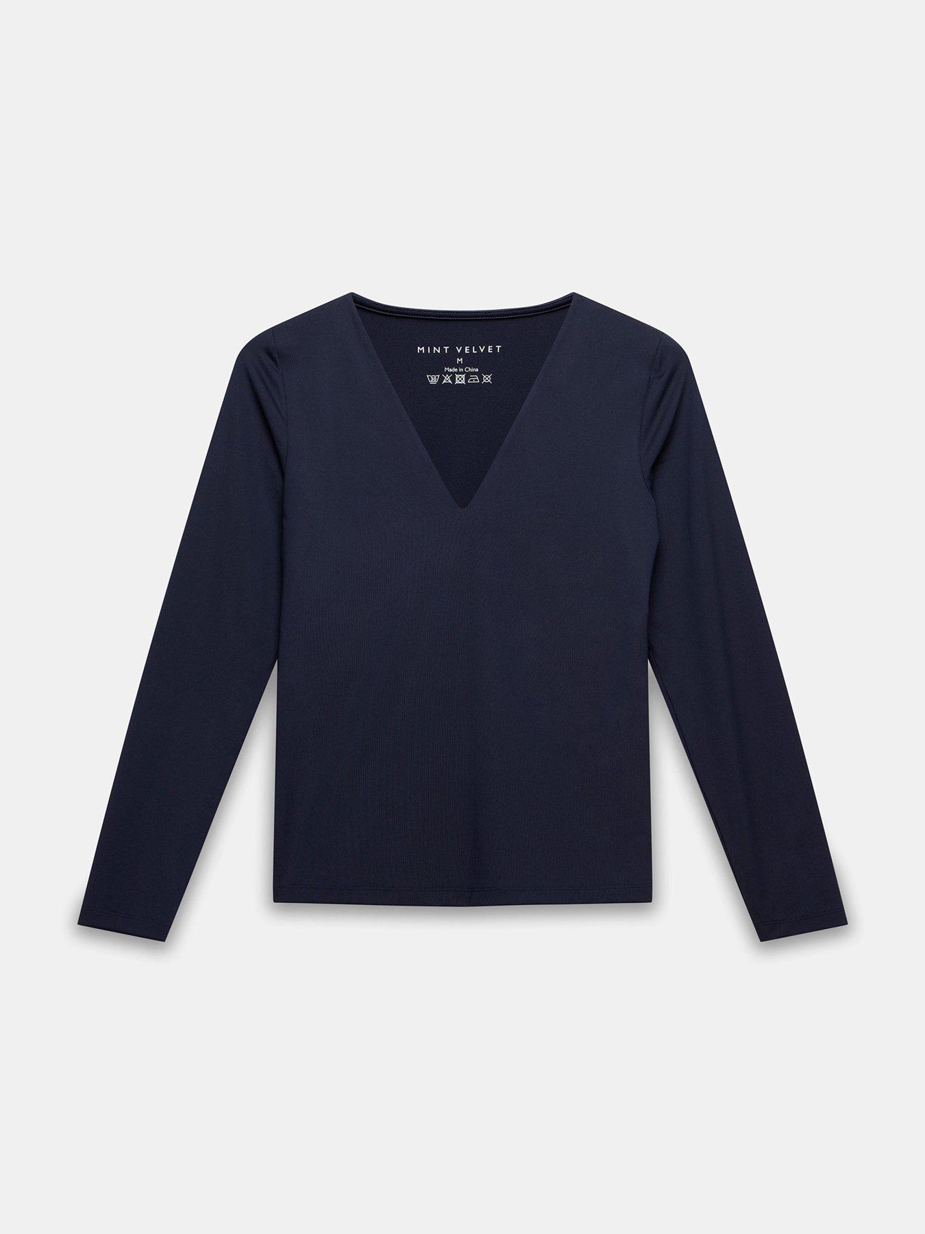 Image 5 of 6 of Mint Velvet Navy V Neck Layering Top - Blue