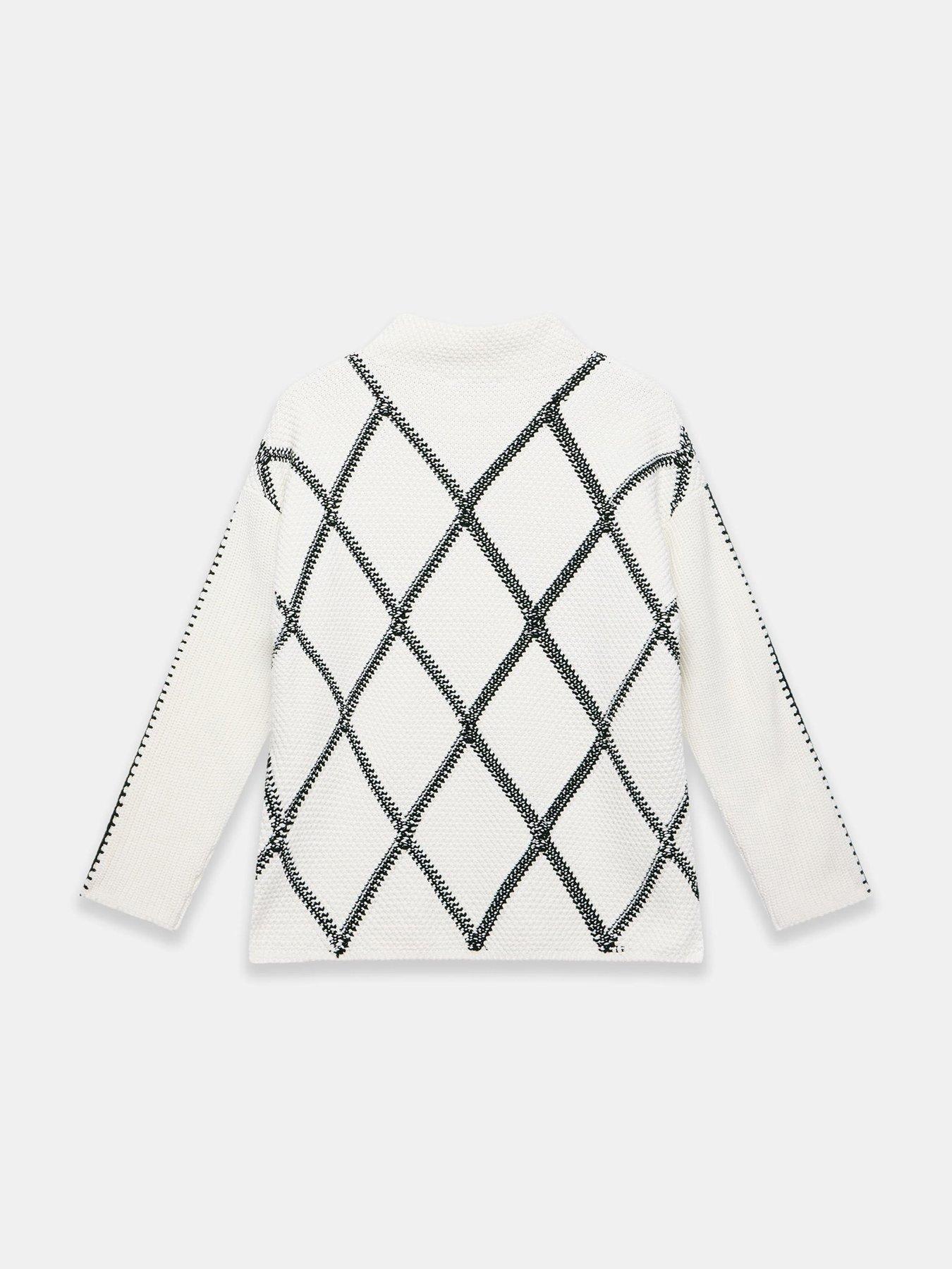  image of mint-velvet-cream-diamond-stitch-jumper-white