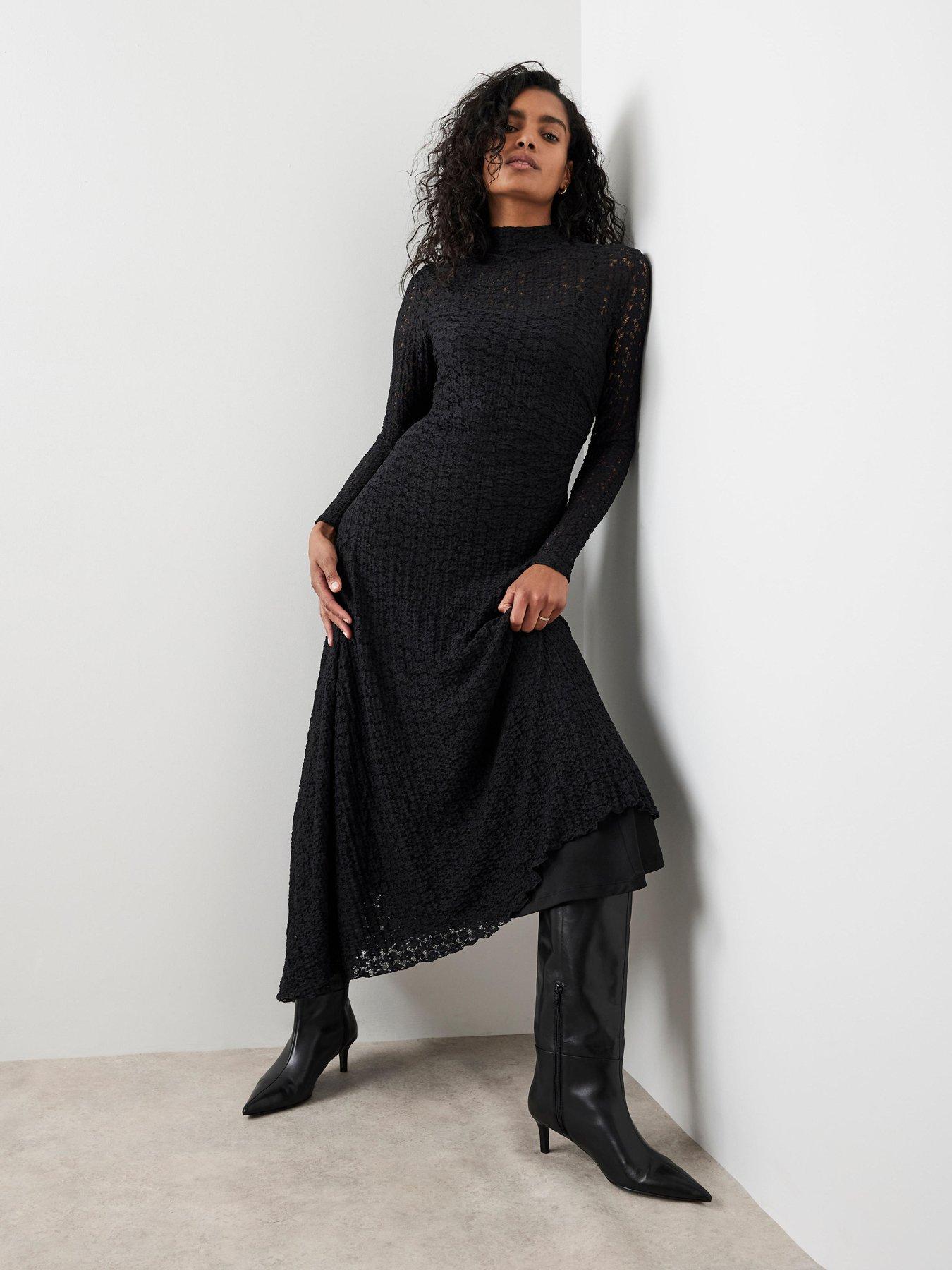 undefined Black Lace Asymmetric Dress