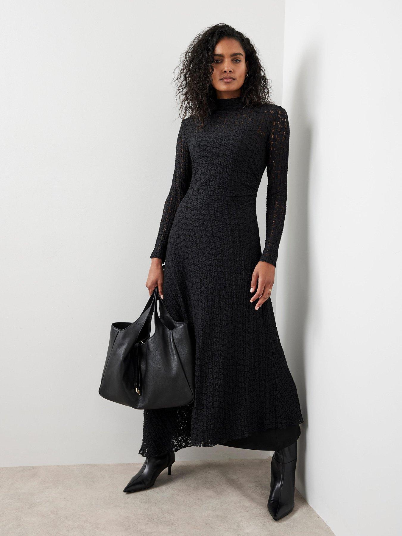 Image 3 of 6 of Mint Velvet Lace Asymmetric Dress - Black