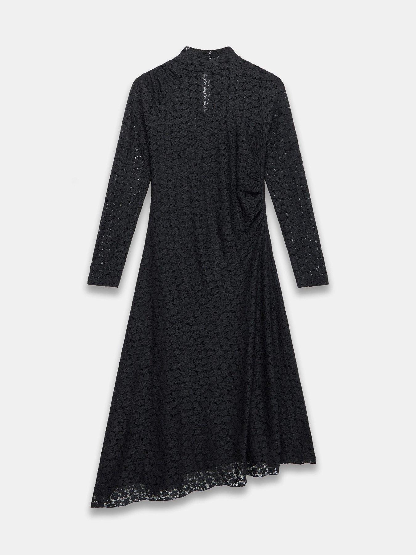 Image 5 of 6 of Mint Velvet Lace Asymmetric Dress - Black