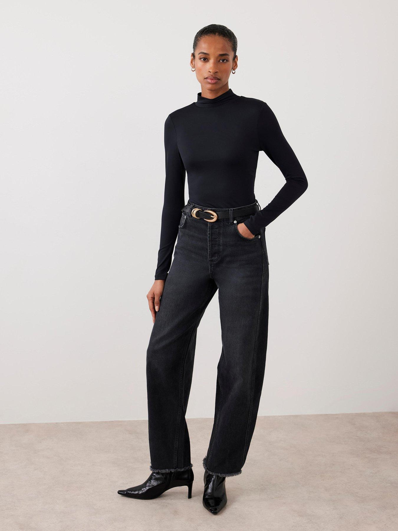 Image 3 of 6 of Mint Velvet High Neck Layering Top - Black
