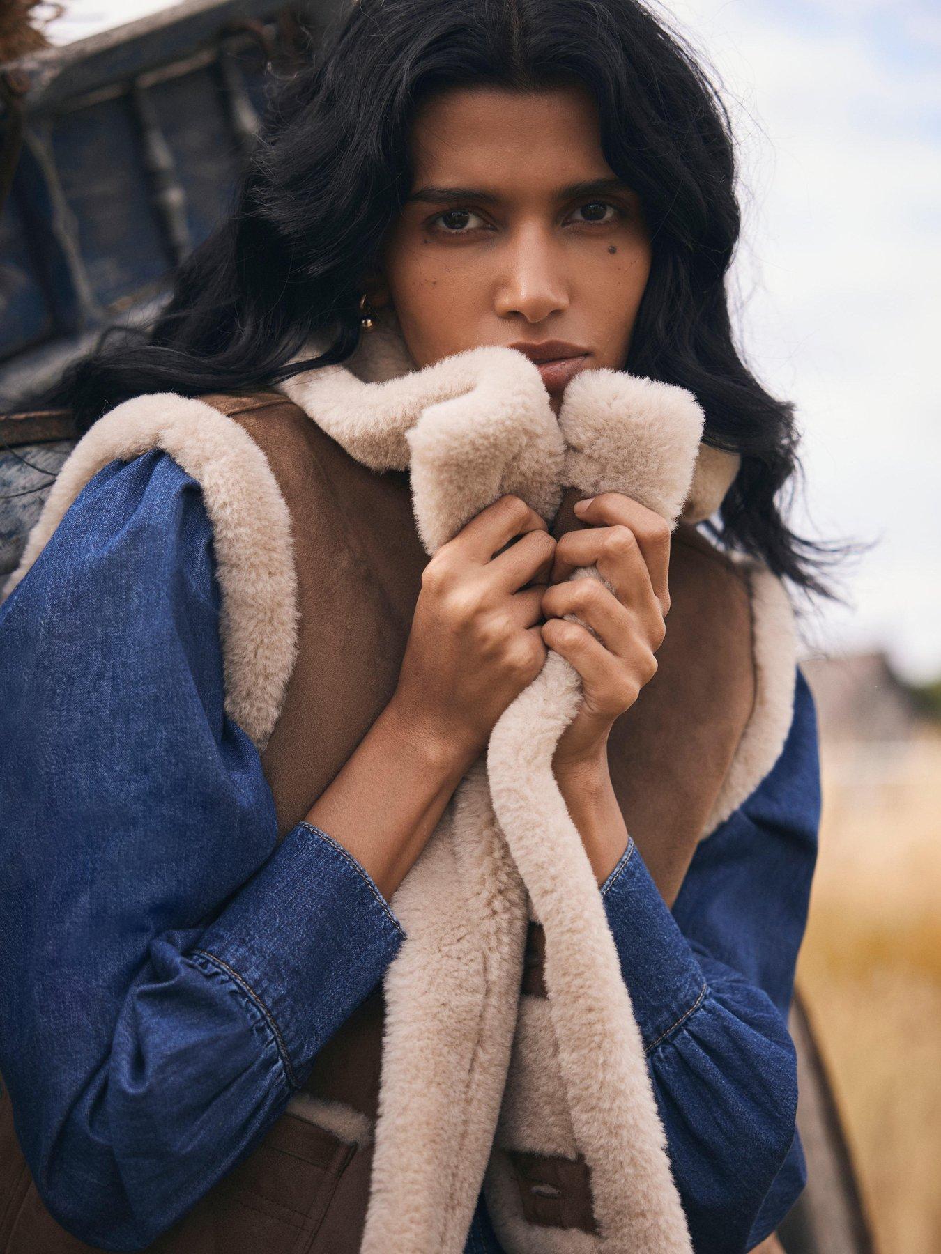 Image 3 of 6 of Mint Velvet Tan Bonded Gilet - Brown