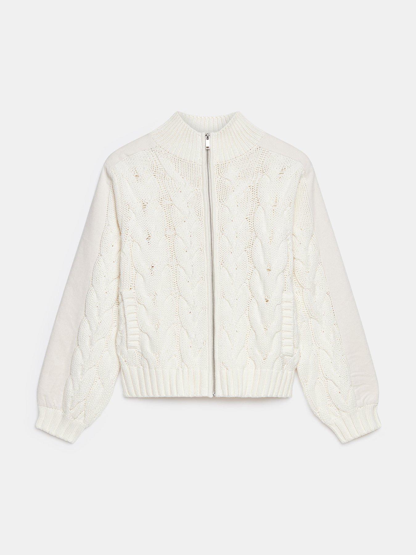 Image 5 of 6 of Mint Velvet Cable Bomber Jacket - Cream