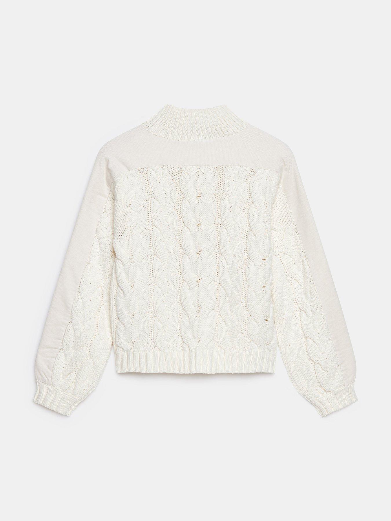 Image 6 of 6 of Mint Velvet Cable Bomber Jacket - Cream