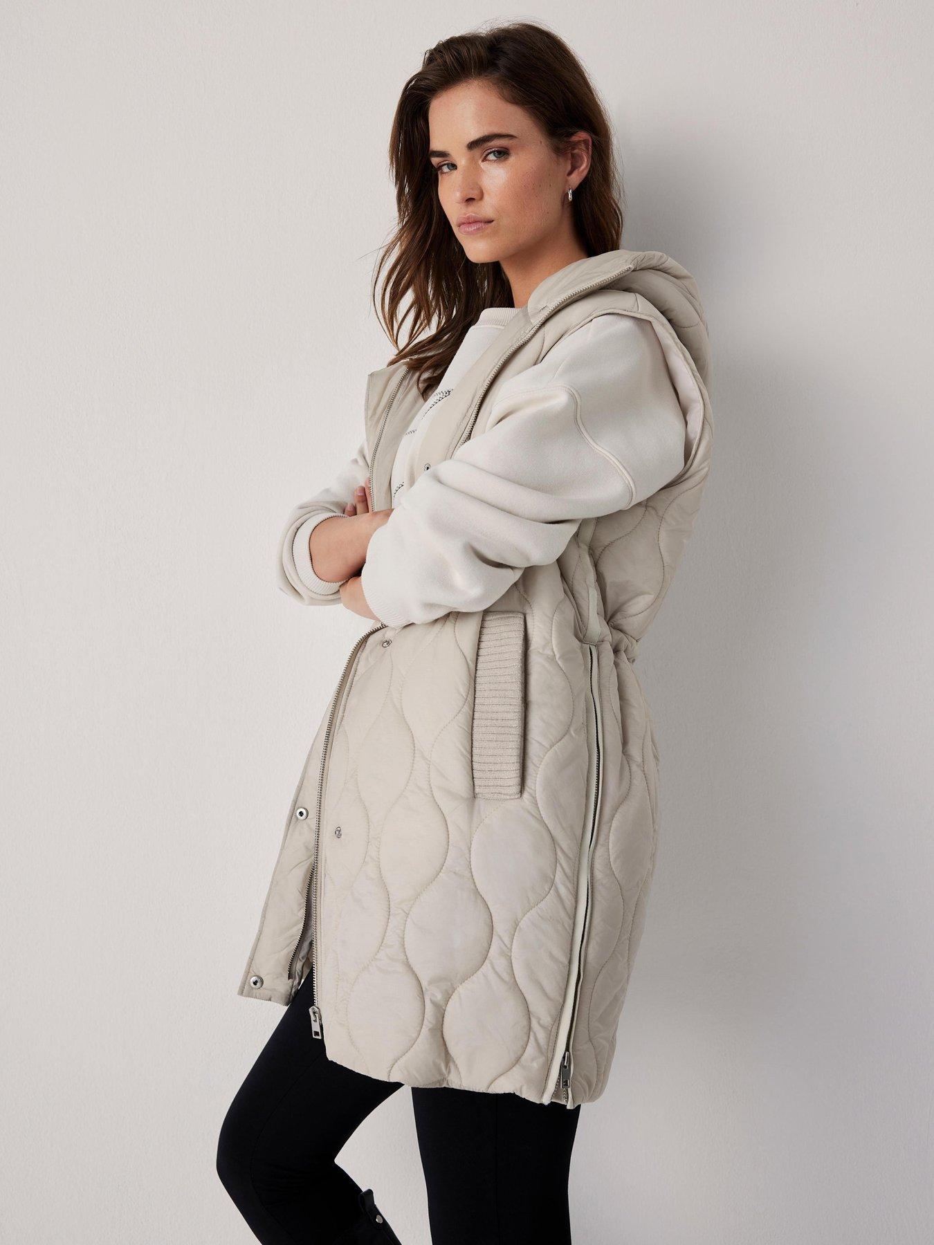 undefined Neutral Knit Mix Quilted Gilet - Beige