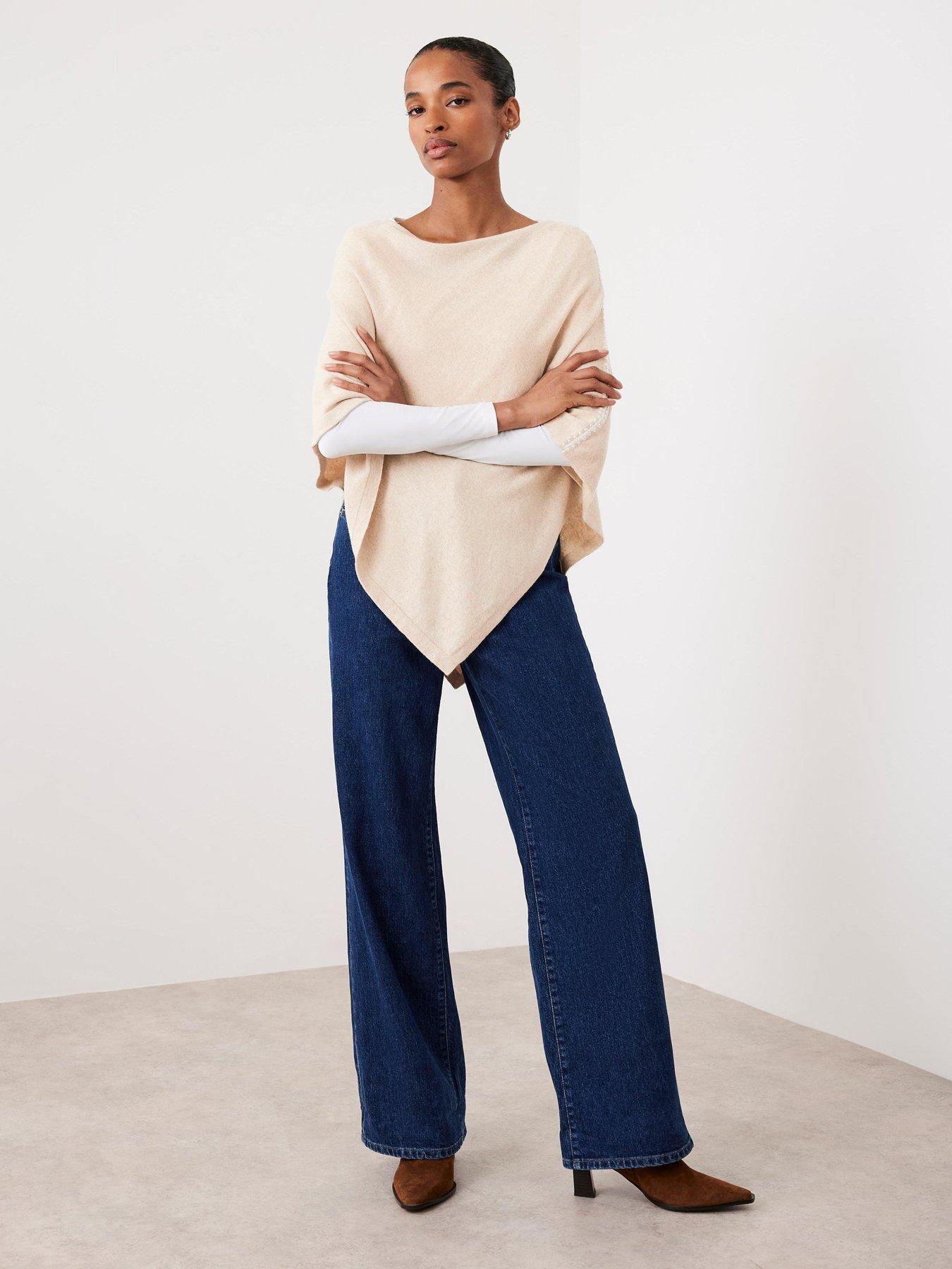 Image 4 of 6 of Mint Velvet Neutral Whipstitch Poncho - Beige