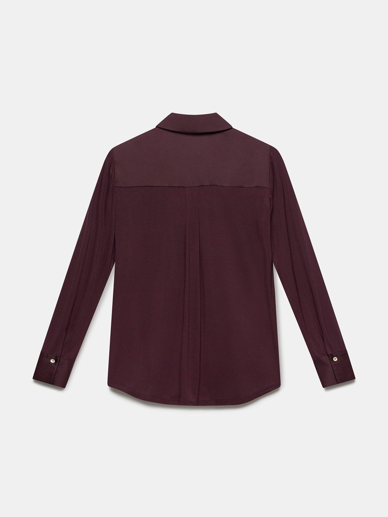 Image 6 of 6 of Mint Velvet Satin Utility Shirt - Burgundy