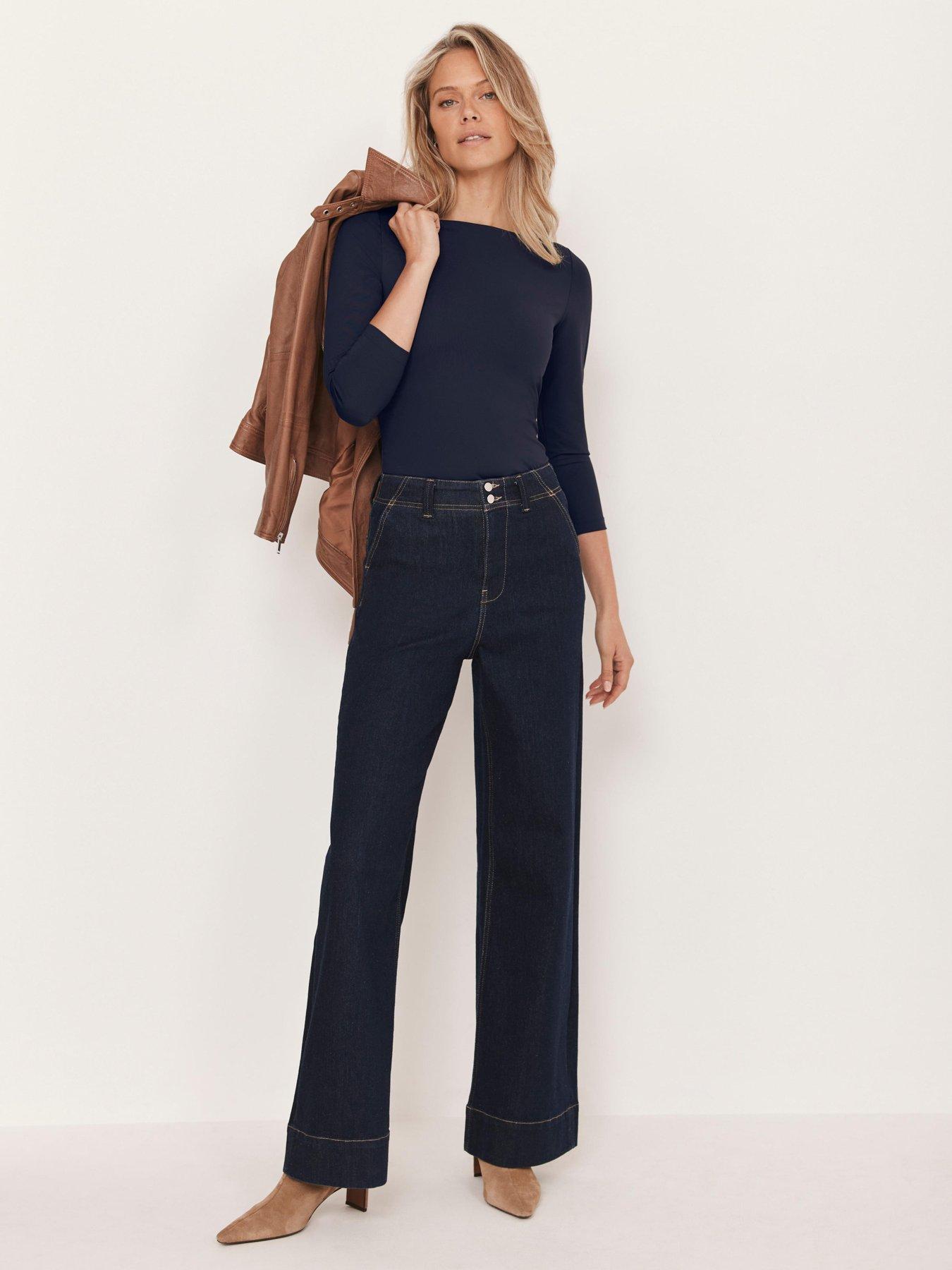 Image 4 of 6 of Mint Velvet Navy Wide Neck Layering Top - Blue