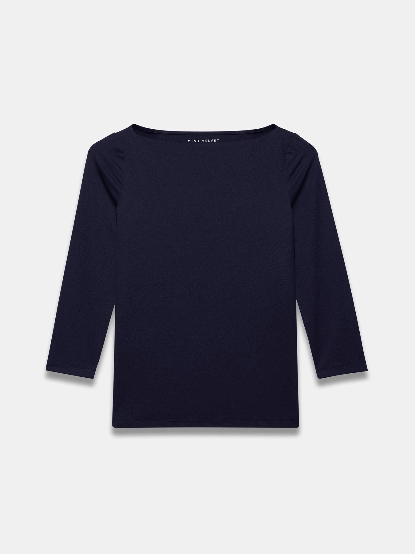 Image 5 of 6 of Mint Velvet Navy Wide Neck Layering Top - Blue