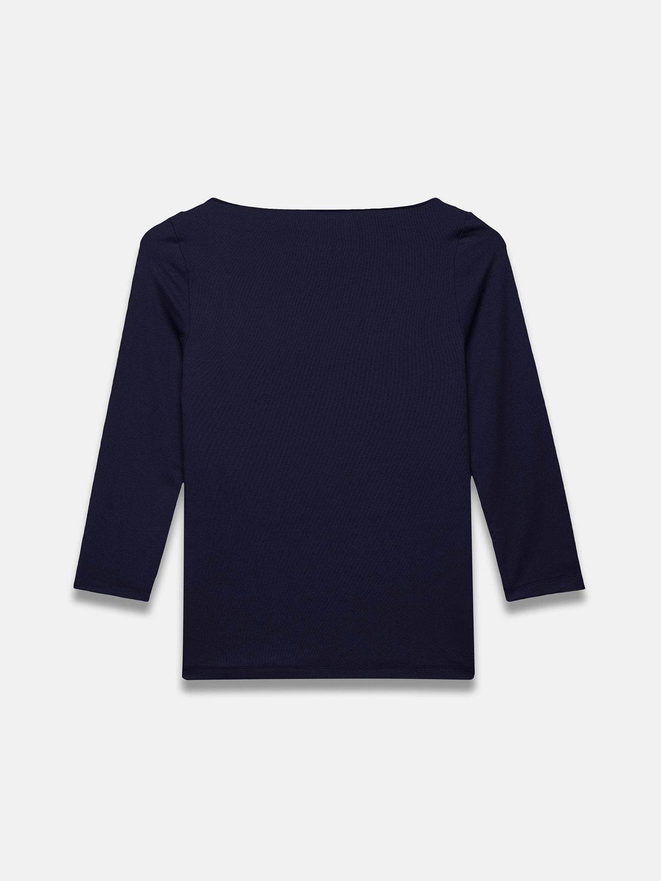 Image 6 of 6 of Mint Velvet Navy Wide Neck Layering Top - Blue