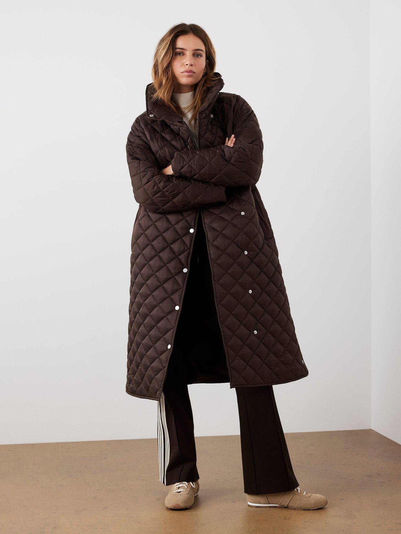 Image 3 of 6 of Mint Velvet Funnel Neck Coat - Brown