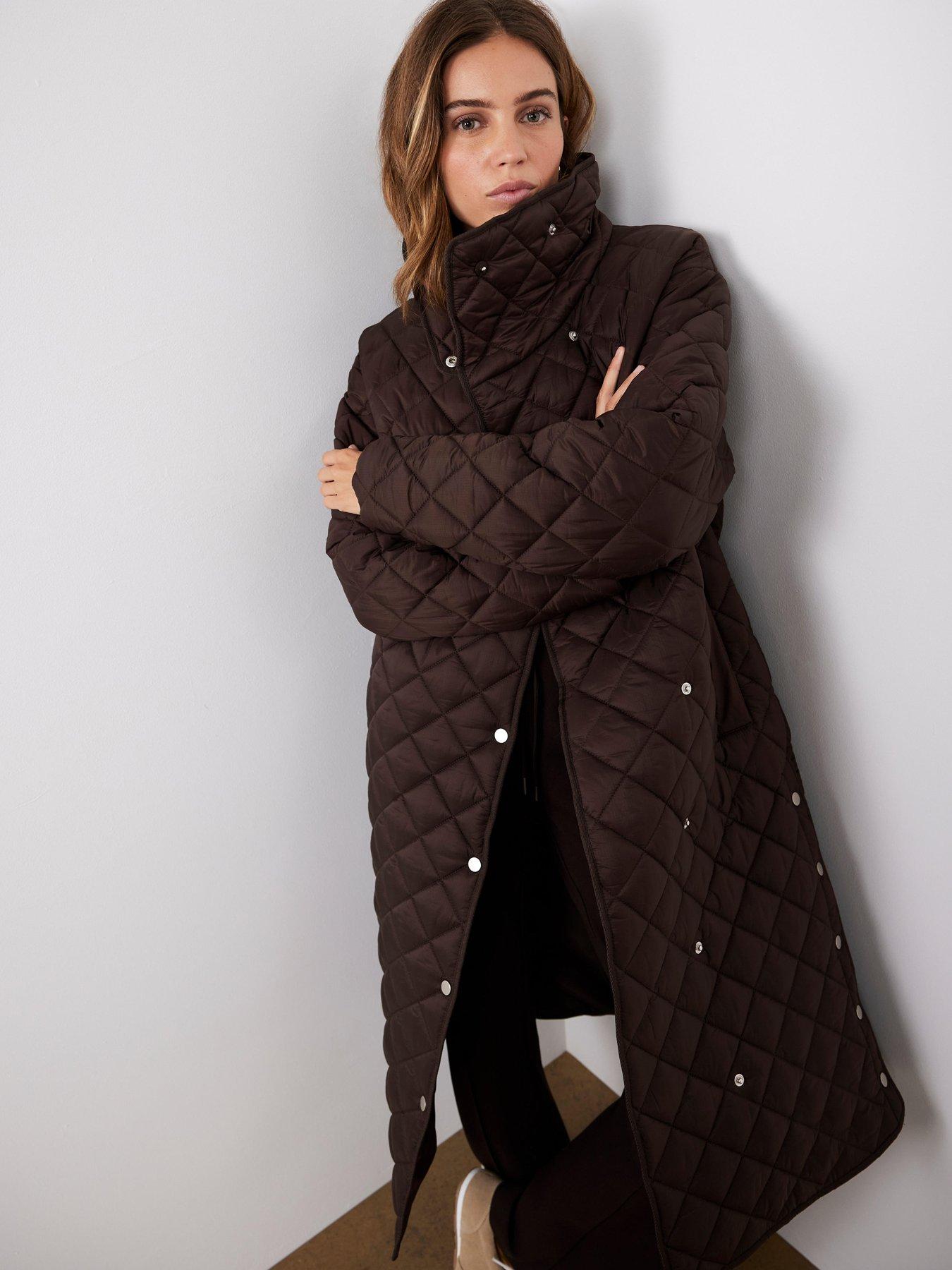 Image 4 of 6 of Mint Velvet Funnel Neck Coat - Brown