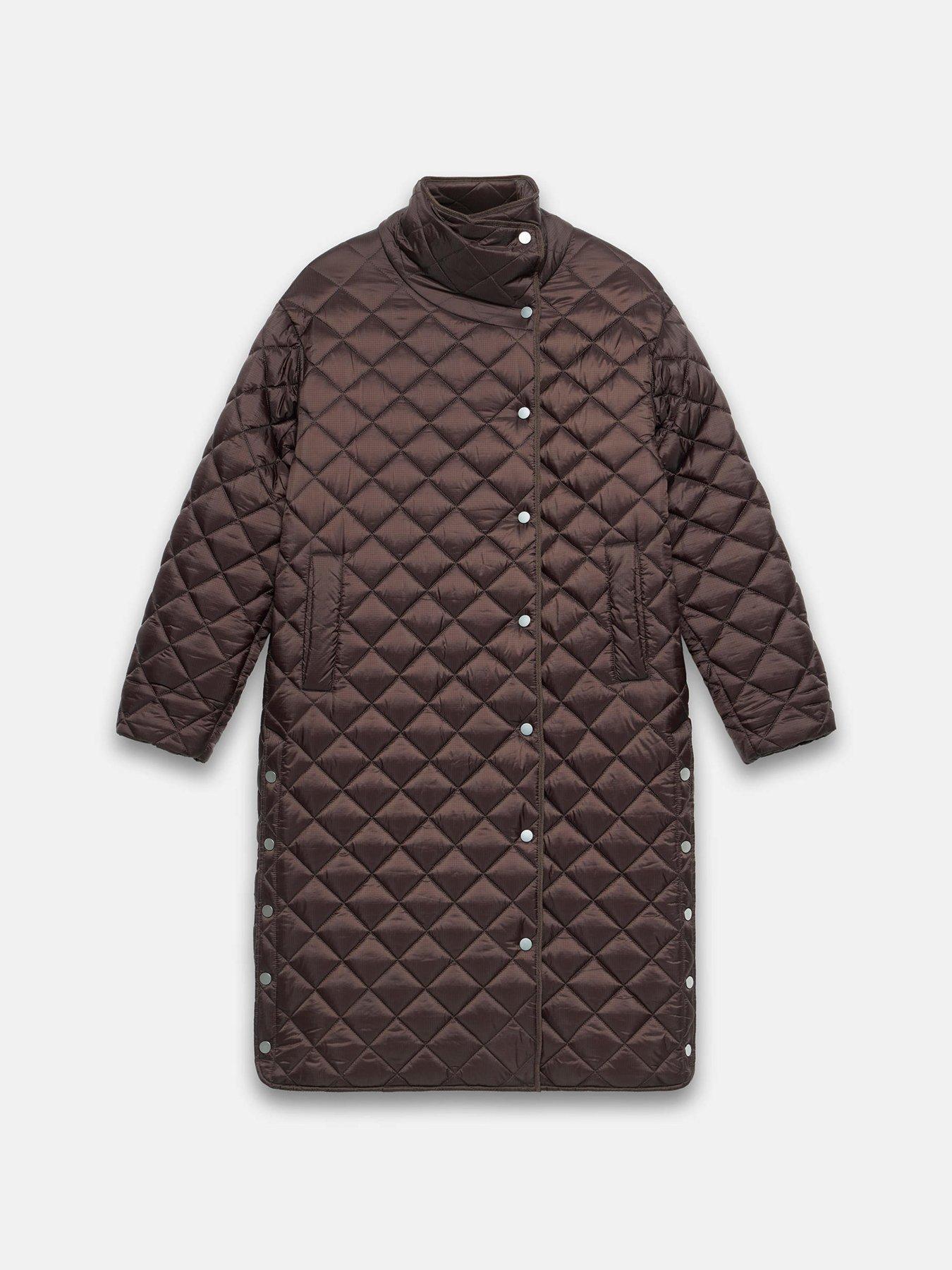 Image 5 of 6 of Mint Velvet Funnel Neck Coat - Brown