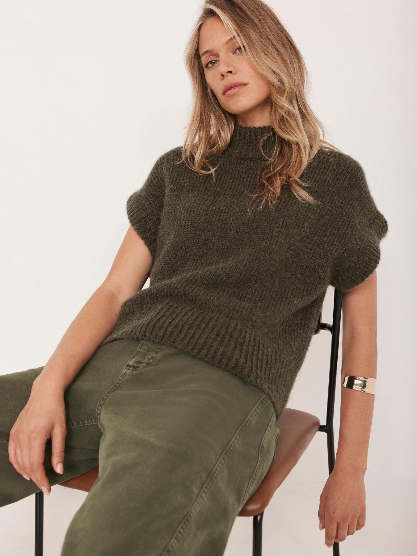 undefined Khaki Wool Blend Knit Top