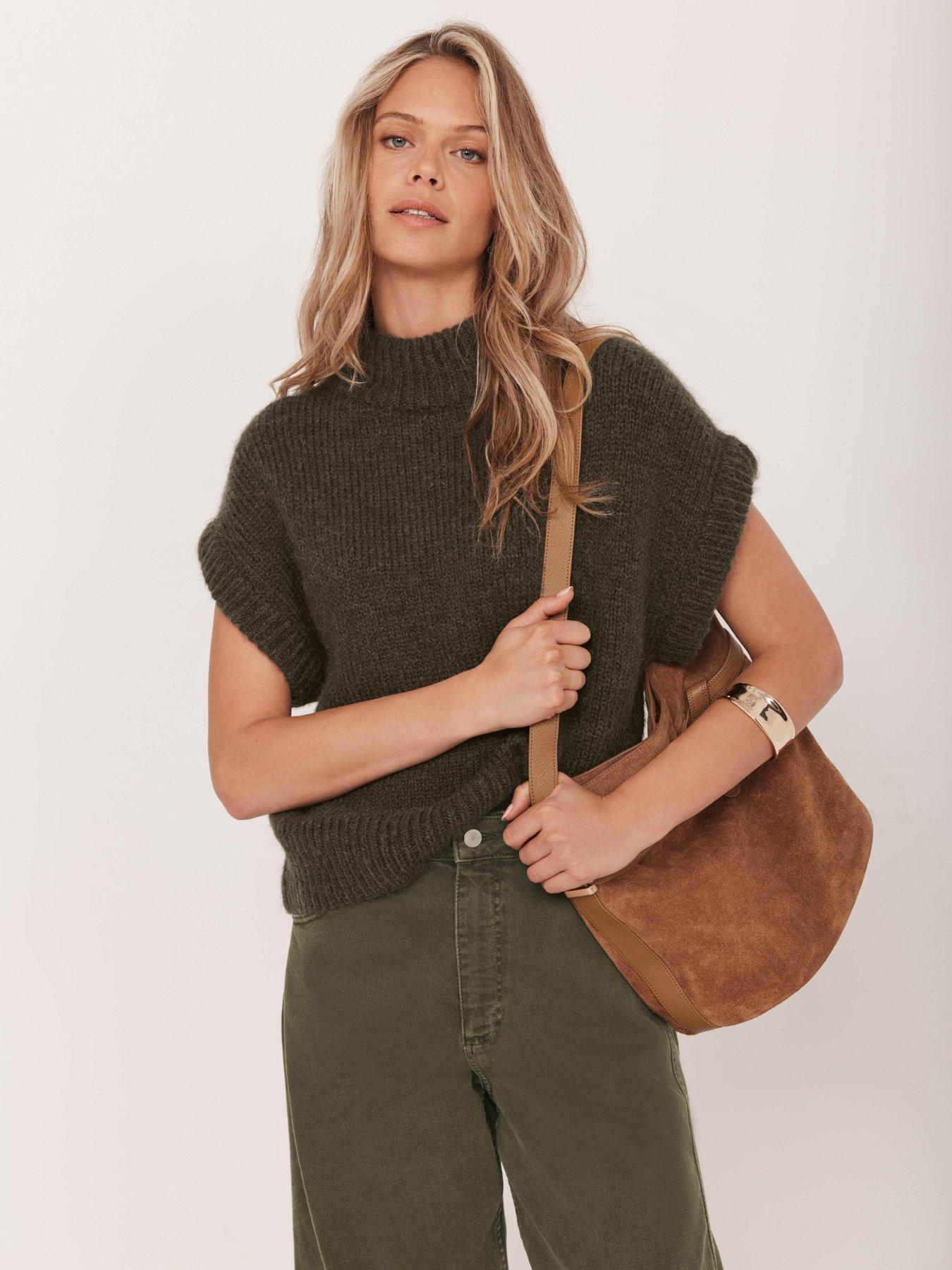 Image 4 of 6 of Mint Velvet Wool Blend Knit Top - Khaki Green