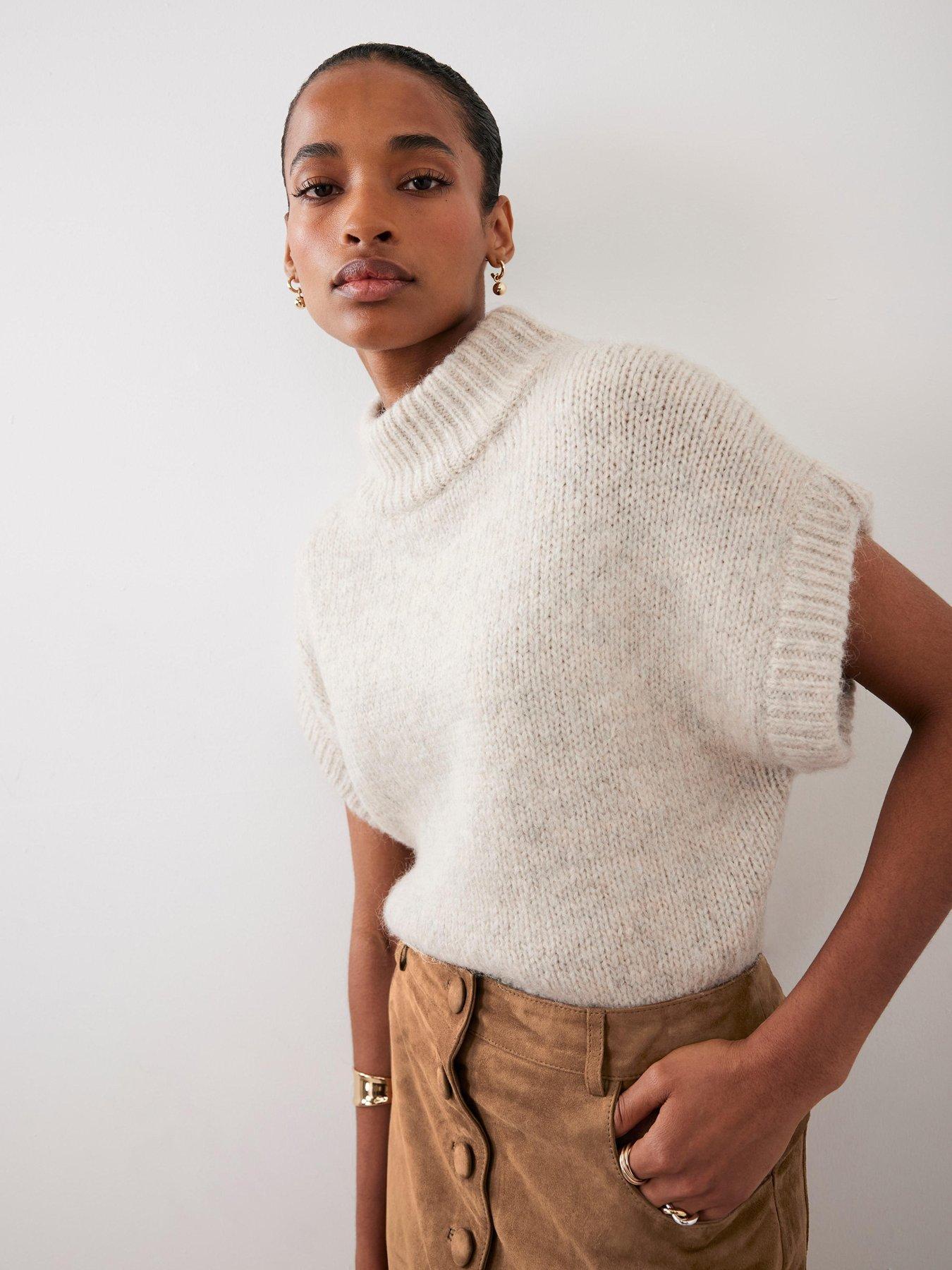 undefined Neutral Wool Blend Knit Top