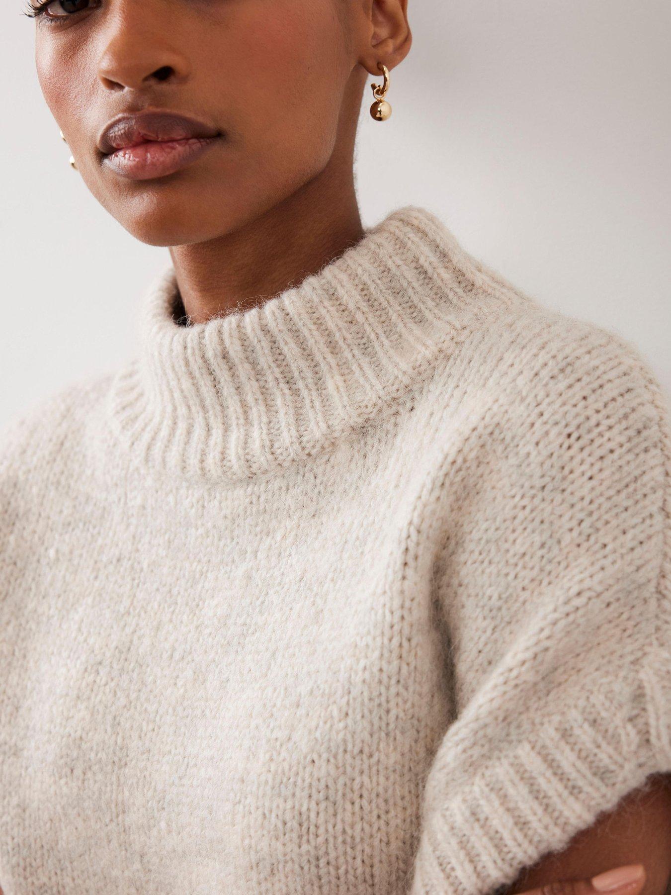 Image 4 of 6 of Mint Velvet Neutral Wool Blend Knit Top - Beige