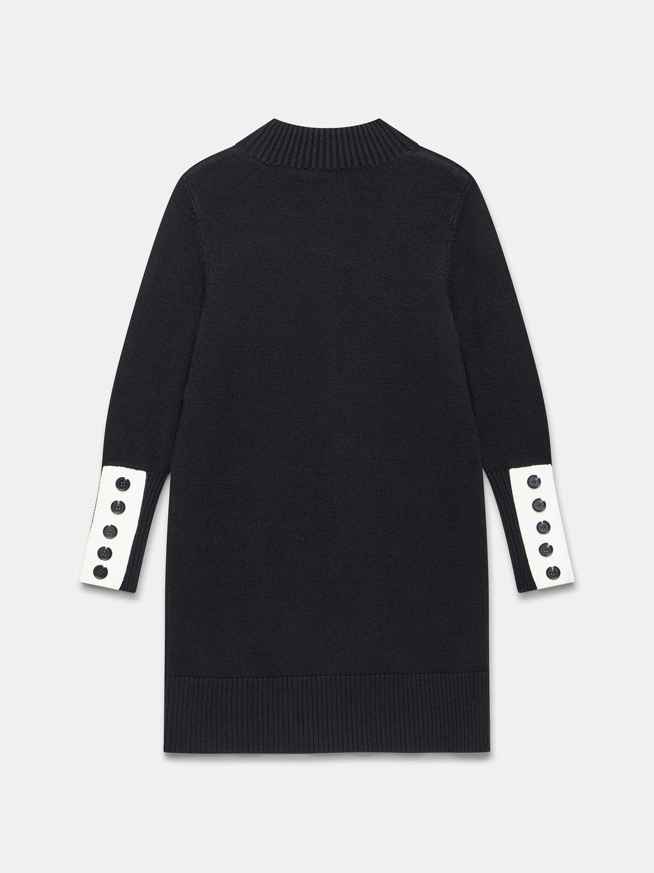 Image 6 of 6 of Mint Velvet Knit Contrast Cuff Dress - Black