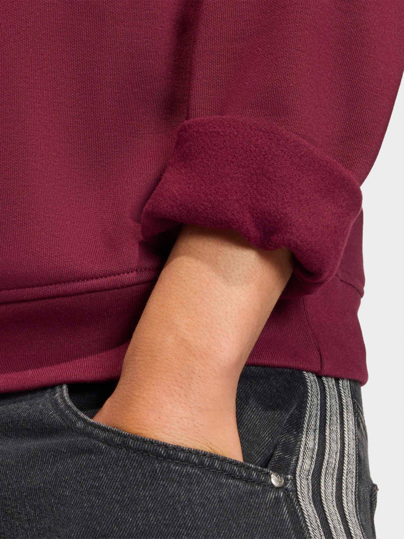  image of adidas-originals-mens-trefoil-essentials-crew-sweat-red-dark-red